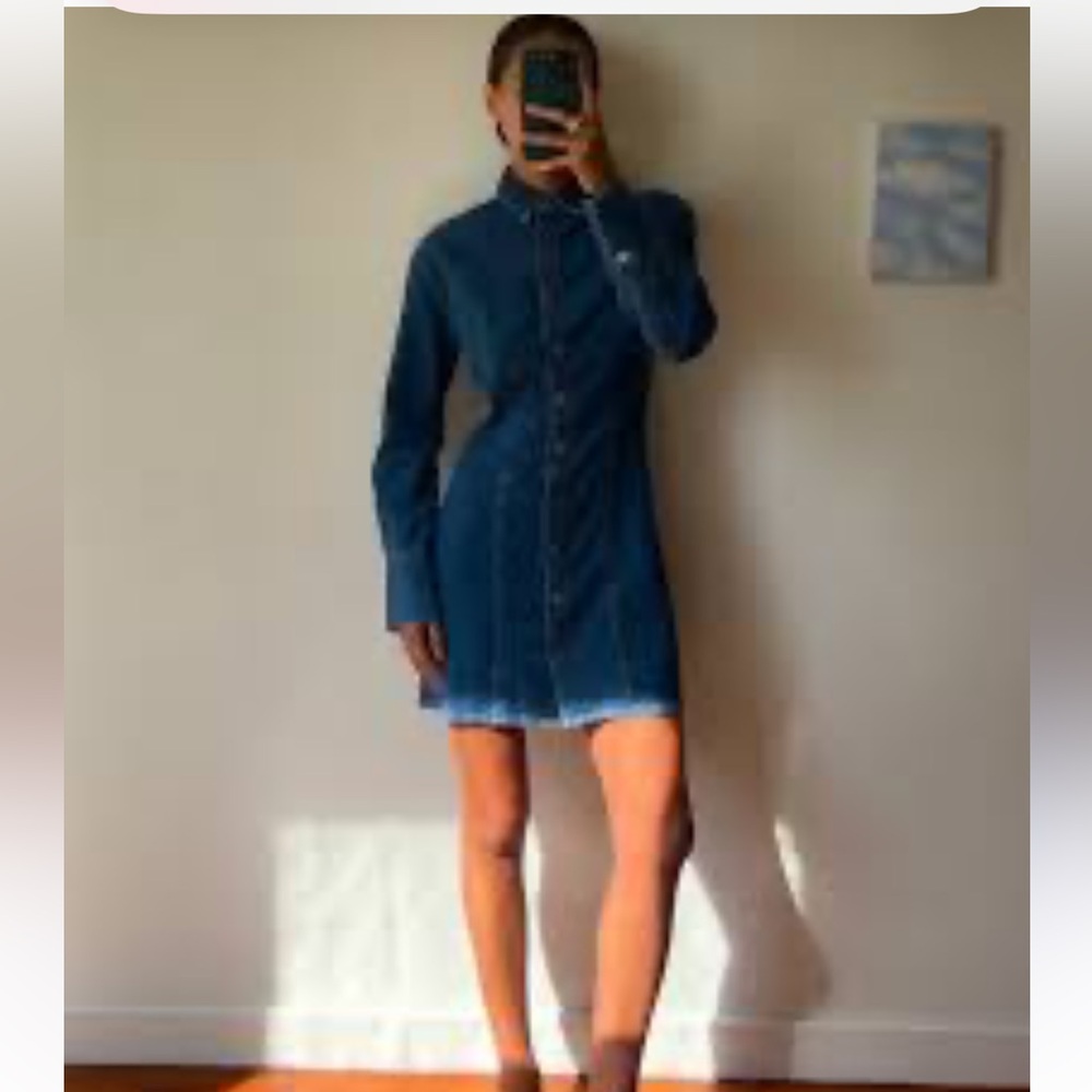 Y2K 90”s Tommy Hilfiger ButtonUp Denim Dress-Tailored fit-Slit pockets-EUC-Sz S